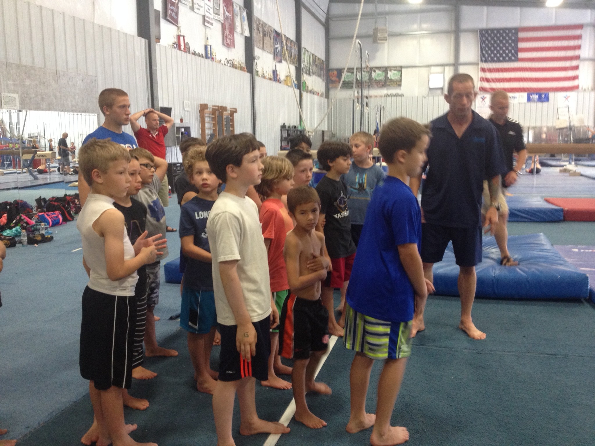 Oregon Olympic Athletics Team boys at Dan Alchs Camp of Champions. Bend Oregon Gymnasitcs