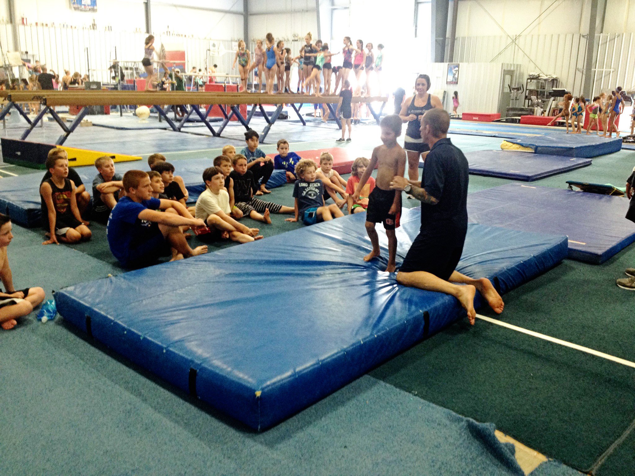 Oregon Olympic Athletics Team boys at Dan Alchs Camp of Champions. Bend Oregon Gymnasitcs